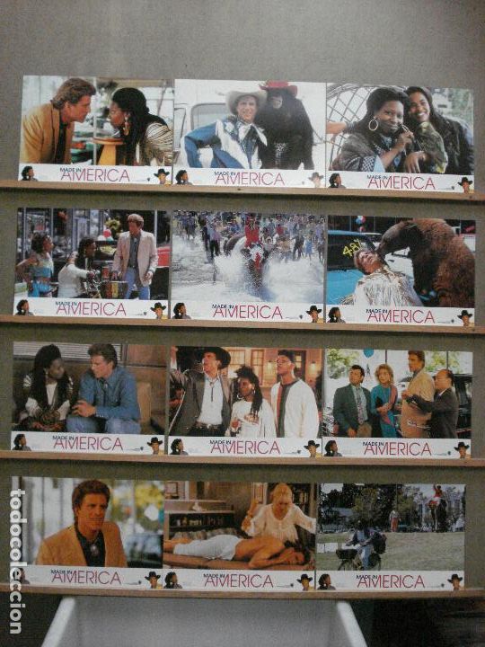 Cin&eacute;ma: ABA91 MADE IN AMERICA WHOOPI GOLDBERG TED DANSON SET COMPLETO 12 FOTOCROMOS ORIGINAL ESTRENO