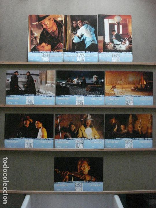 Cinema: ABB00 HARD RAIN MORGAN FREEMAN CHRISTIAN SLATER SET COMPLETO 10 FOTOCROMOS ORIGINAL ESTRENO