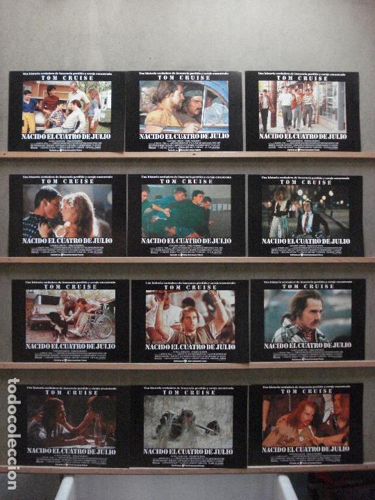 Cin&eacute;ma: ABB54 NACIDO EL 4 DE JULIO TOM CRUISE OLIVER STONE SET COMPLETO 12 FOTOCROMOS ORIGINAL ESTRENO