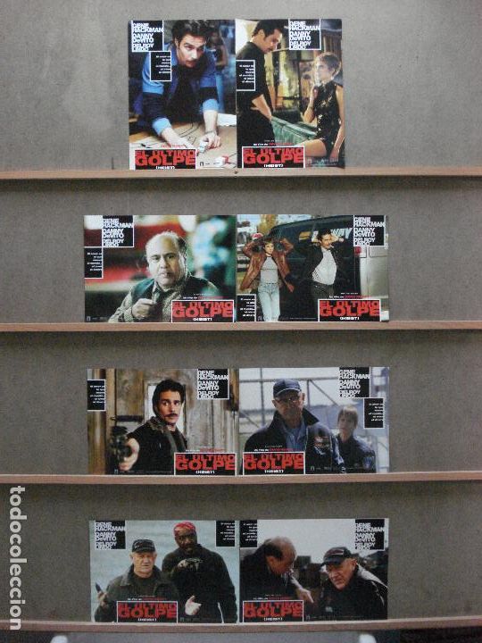 Cine: 3ABB74 EL ULTIMO GOLPE GENE HACKMAN DANNY DeVITO DELROY LINDO SET COMPLETO 8 FOTOCROMOS ORIG ESTRENO