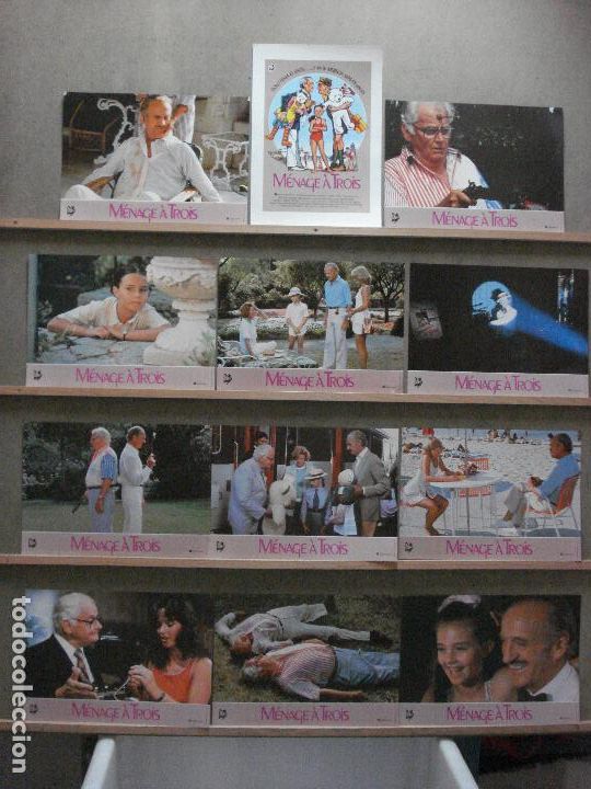Cin&eacute;ma: ABC37 MENAGE A TROIS DAVID NIVEN ART CARNEY MAGGIE SMITH SET COMPLETO 12 FOTOCROMOS ORIG ES ESTRENO