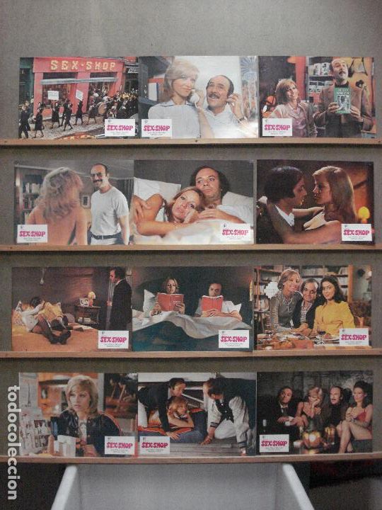 Cinema: ABC75 SEX-SHOP JEAN-PIERRE MARIELLE NATHALIE DELON SET COMPLETO 12 FOTOCROMOS ORIGINAL ESTRENO