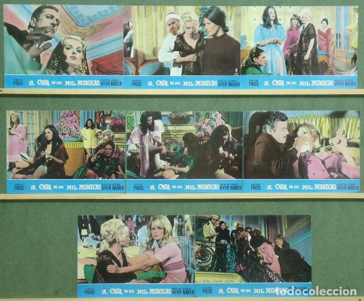 Cine: ABD95 LA CASA DE LAS MIL MU&Ntilde;ECAS VINCENT PRICE SET COMPLETO 8 FOTOCROMOS ORIGINAL