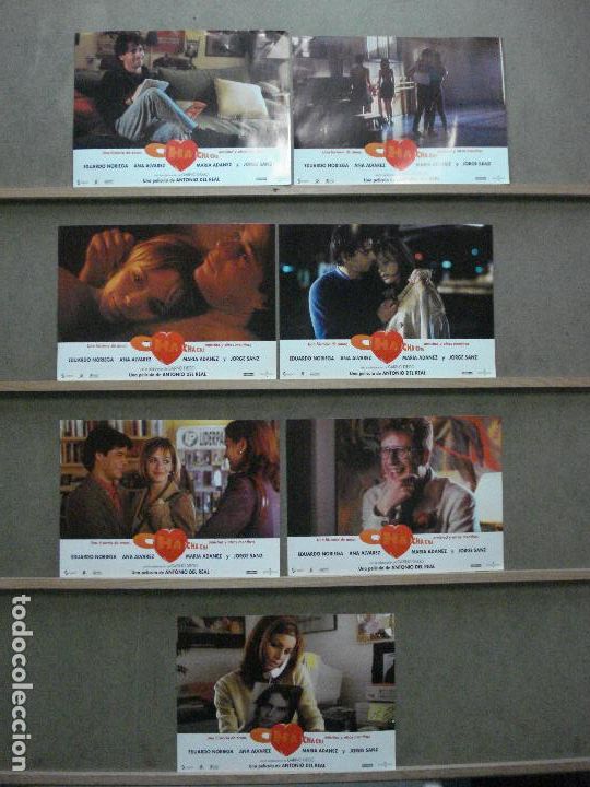 Kino: ABF22 CHA CHA CHA EDUARDO NORIEGA ANA ALVAREZ MARIA ADANEZ SET COMPLETO 7 FOTOCROMOS ORIG ESTRENO