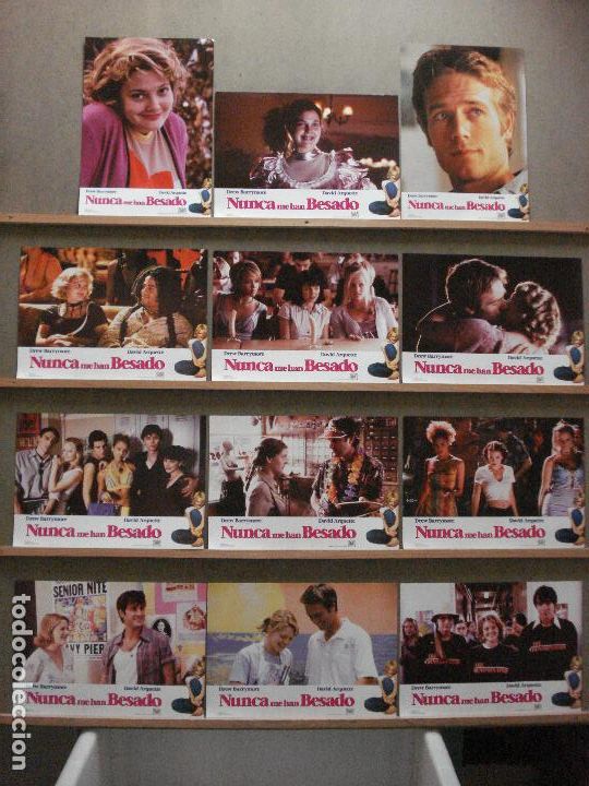 Cine: ABF49 NUNCA ME HAN BESADO DREW BARRYMORE DAVID ARQUETTE SET COMPLETO 12 FOTOCROMOS ORIGINAL