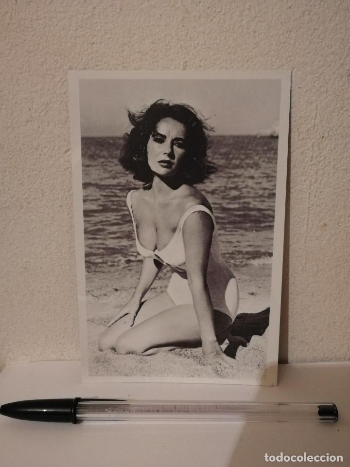 Cine: TARJETA PAPEL GRUESO -10*15- PLAYA - ELIZABETH TAYLOR