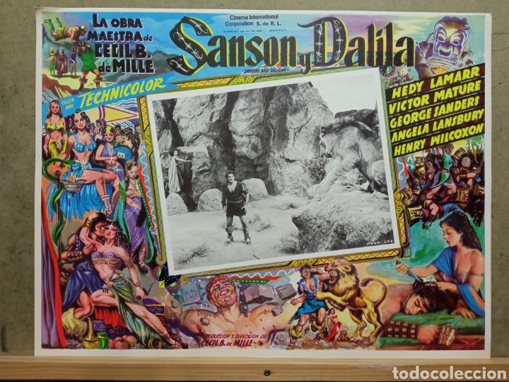 Kino: ABG09 SANSON Y DALILA HEDY LAMARR VICTOR MATURE DE MILLE LOBBY CARD ORIGNAL MEJICANO