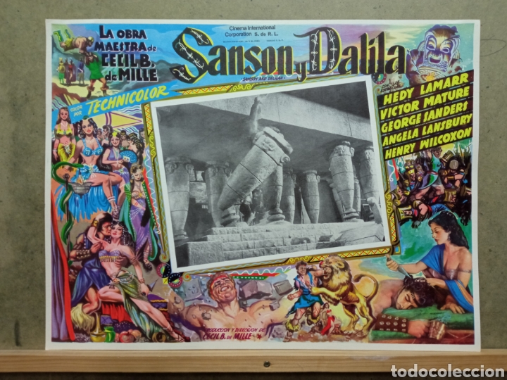 Cinema: ABG10 SANSON Y DALILA HEDY LAMARR VICTOR MATURE DE MILLE LOBBY CARD ORIGNAL MEJICANO