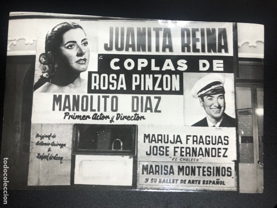 Cine: Foto cartel en fachada teatro juanita reina Manolito diaz coplas de rosa pinzon