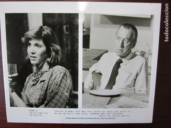 Cine: hannah y sus hermanas - foto original b/n - max von sydow carrie fisher woody allen film