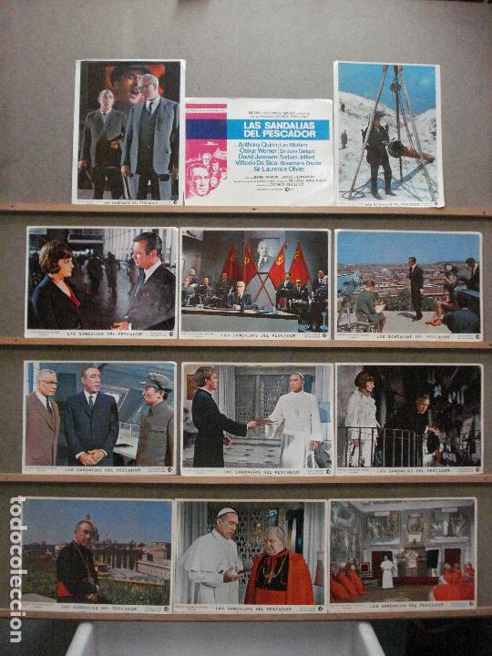 Cine: ABH83 LAS SANDALIAS DEL PESCADOR ANTHONY QUINN SET COMPLETO 12 FOTOCROMOS ORIGINAL ESTRENO