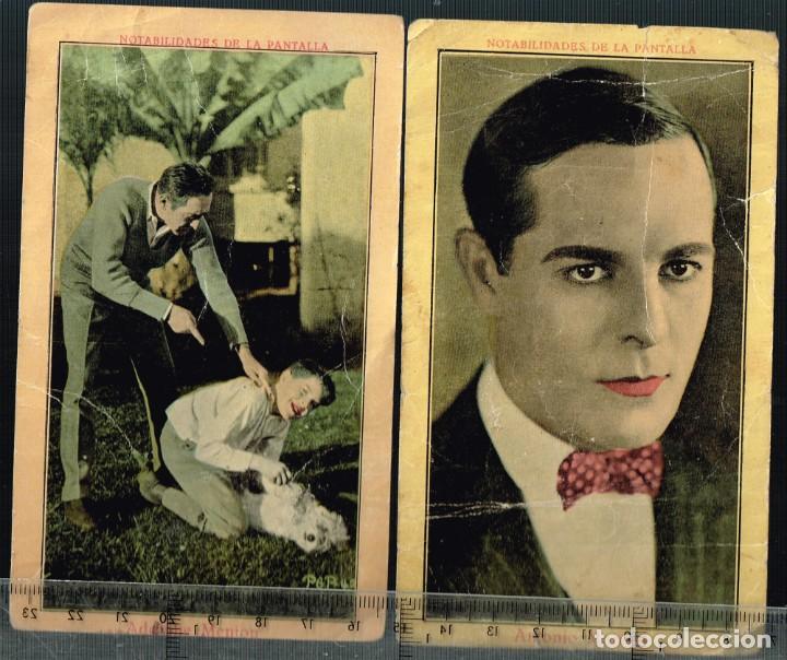 Cine: 20/30&acute;s ca. 2 FOTOS NOTABILIDADES DE LA PANTALLA, ANTONIO MORENO, ADOLPHE MENJOU, Chocolates Juncosa