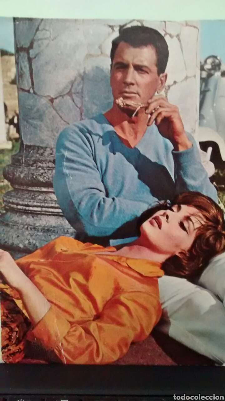 Cine: POSTAL ROCK HUDSON Y GINA LLOLLOBRIGIDA.OSCARCOLOR. A&Ntilde;OS 50-60