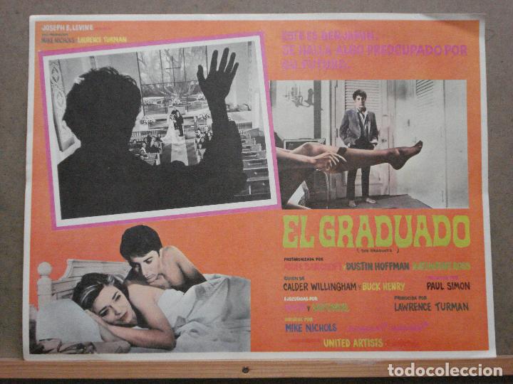 Cine: ABJ62 EL GRADUADO DUSTIN HOFFMAN ANNE BANCROFT LOBBY CARD ORIGINAL MEJICANO