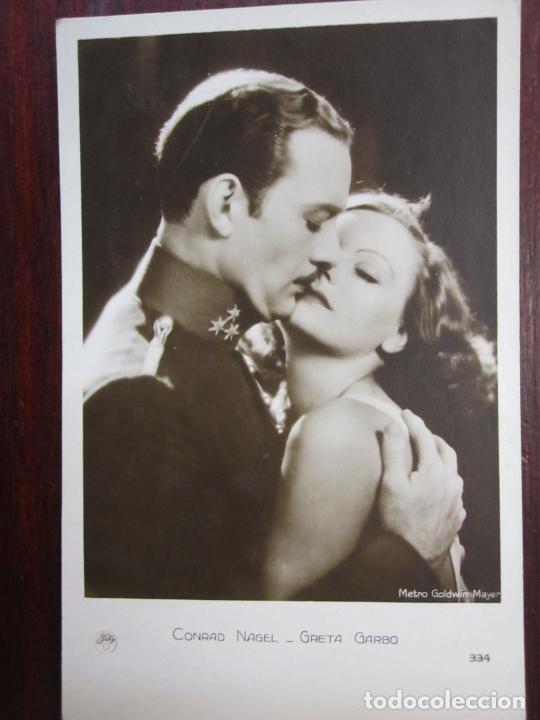 Cine: greta garbo conrad nagel - postal original - hollywood actors - the kiss el beso