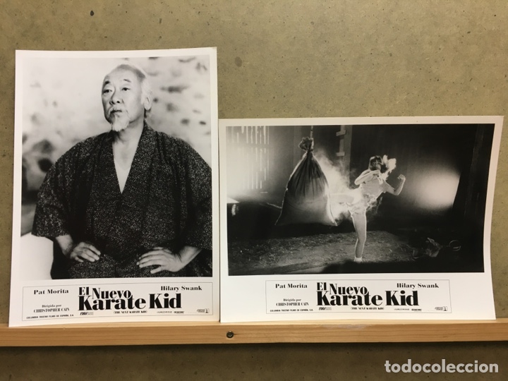 Cinema: F32009 EL NUEVO KARATE KID PAT MORITA HILLARY SWANK 2 FOTOS B/N ORIGINALES ESPA&Ntilde;OLAS