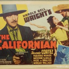 Cine: LCJ 043D THE CALIFORNIAN RICARDO CORTEZ MARJORIE WEAVER FOTOCROMO LOBBY TITLE CARD ORIG AMERICANO
