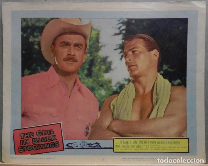 Cinema: LCJ 330D THE GIRL IN BLACK STOCKINGS LEX BARKER FOTOCROMO LOBBY CARD ORIGINAL AMERICANO