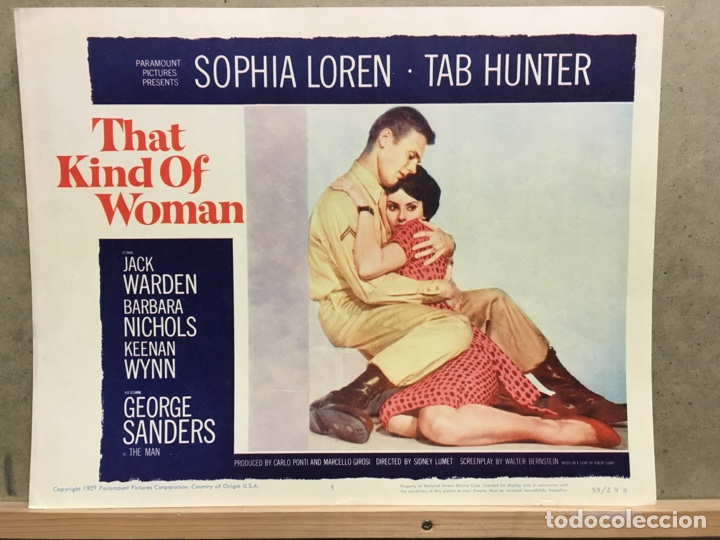 Cine: LCJ 487D ESA CLASE DE MUJER SOFIA LOREN TAB HUNTER LOBBY CARD ORIGINAL AMERICANO