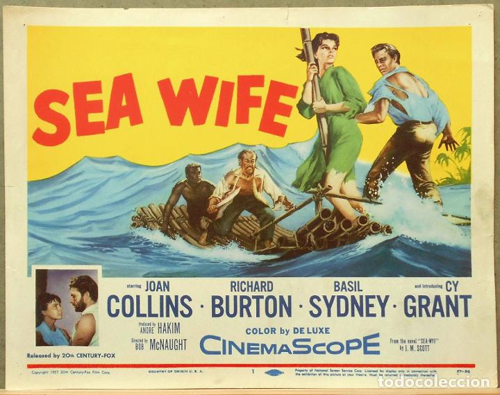 Cine: LCJ 504D LA ESPOSA DEL MAR JOAN COLLINS RICHARD BURTON FOTOCROMO LOBBY TITLE CARD ORIGINAL AMERICANO