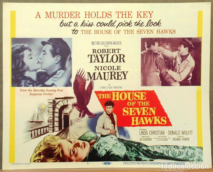 Cine: LCJ 676D LA CASA DE LOS SIETE HALCONES ROBERT TAYLOR FOTOCROMO LOBBY TITLE CARD ORIGINAL AMERICANO
