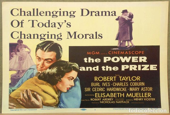 Cine: LCJ 677D THE POWER AND THE PRIZE ROBERT TAYLOR FOTOCROMO LOBBY TITLE CARD ORIGINAL AMERICANO
