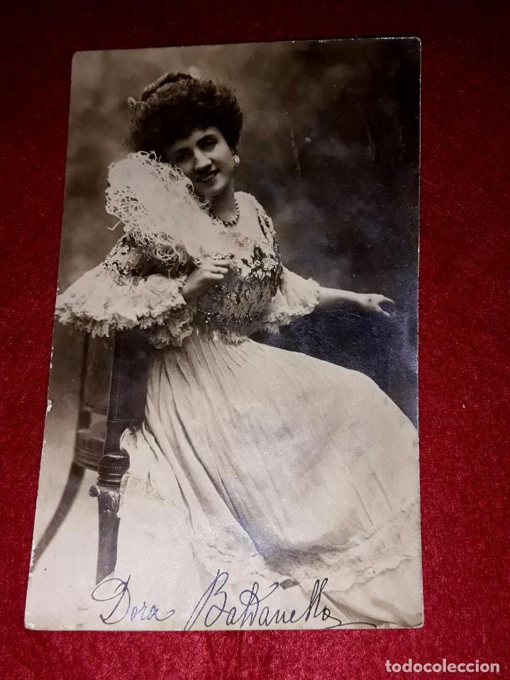 Kino: Antigua Postal de la Actriz Dora Baldanello Firmada Escrita y Sellada Alfonso XIII Ni&ntilde;o