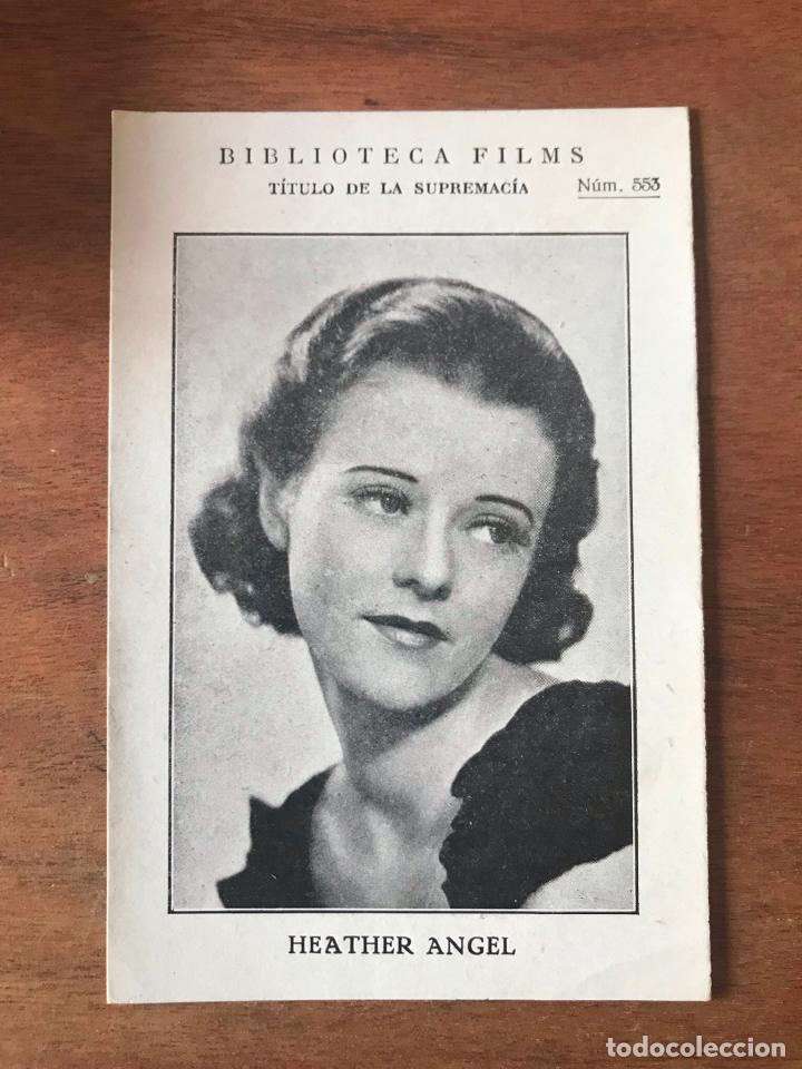 Cinema: Biblioteca Films n&ordm; 553. Heather Angel. 1935 Publicidad en la trasera