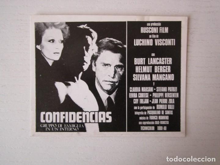 Cinema: CARTEL DE CINE DE 8X10 CM DE CONFIDENCIAS DE VISCONTI CON B.LANCASTER,H.BERGER Y S.MANGANO