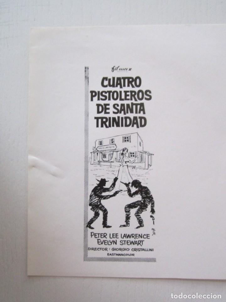 Cinema: CARTEL DE CINE DE 13X17 CM CUATRO PISTOLEROS DE SANTA TRINIDAD CON PETER LEE LAWRENCE
