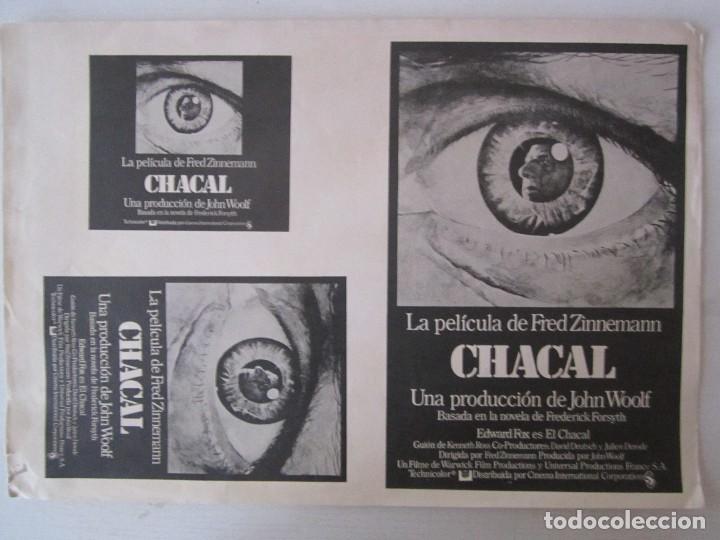 Cinema: CARTEL DE CINE DE 21X31 CM. CHACAL USA 1973DE FRED ZINNEMANN CON EDWARD FOX
