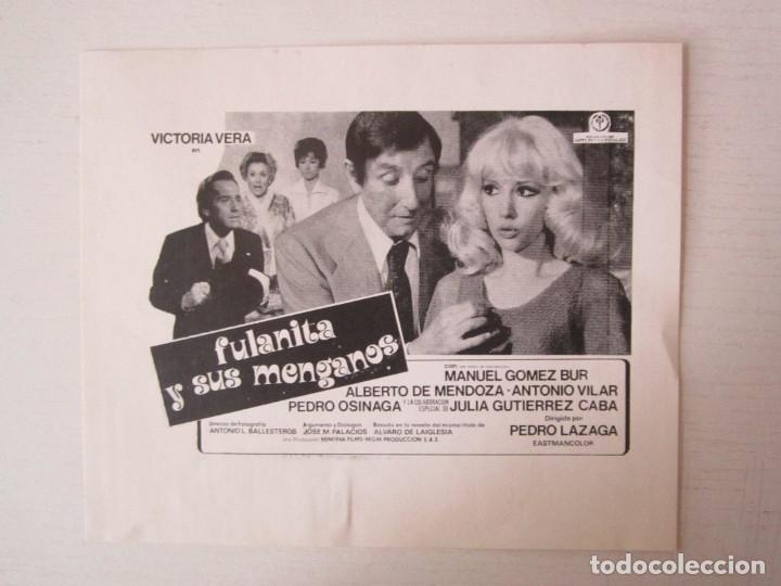 Cinema: CARTEL DE CINE DE 14X17 FULANITA Y SUS MENGANOS DE LAZAGA CON GOMEZ BUR Y J.G. CABA