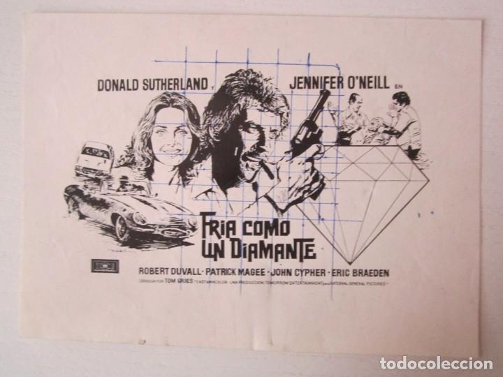 Cinema: CARTEL DE CINE DE 11X15 CM. FRIA COMO UN DIAMANTE DE TOM GRIES CON DONALD SUTHERLAND Y JENNIFER O'NE