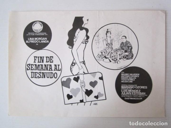 Cinema: CARTEL DE CINE DE 16X25 FIN DE SEMANA AL DESNUDO DE M. OZORES CON LINA MORGANY ALFREDO LANDO