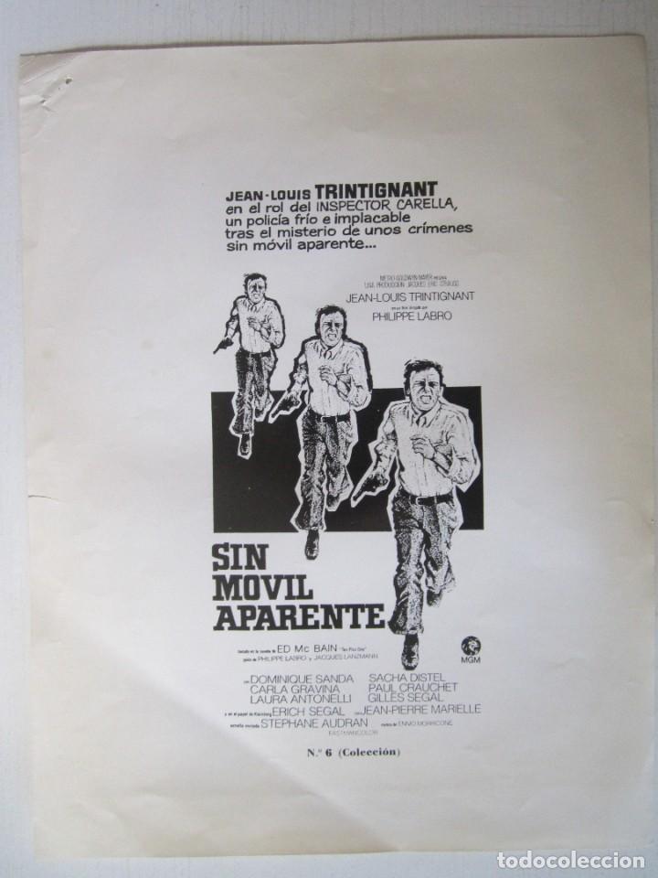 Cinema: CARTEL DE CINE DE 21X27 CM. SIN MOVIL APARENTE DE PHILIPPE LABRO CON CON JEAN-LOUIS TRINTIGNANT ETC