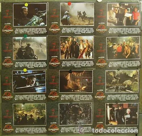 Cinema: SCDO 401 PARQUE JURASICO 2 EL MUNDO PERDIDO STEVEN SPIELBERG SET 12 FOTOCROMOS ORIGINAL ESTRENO