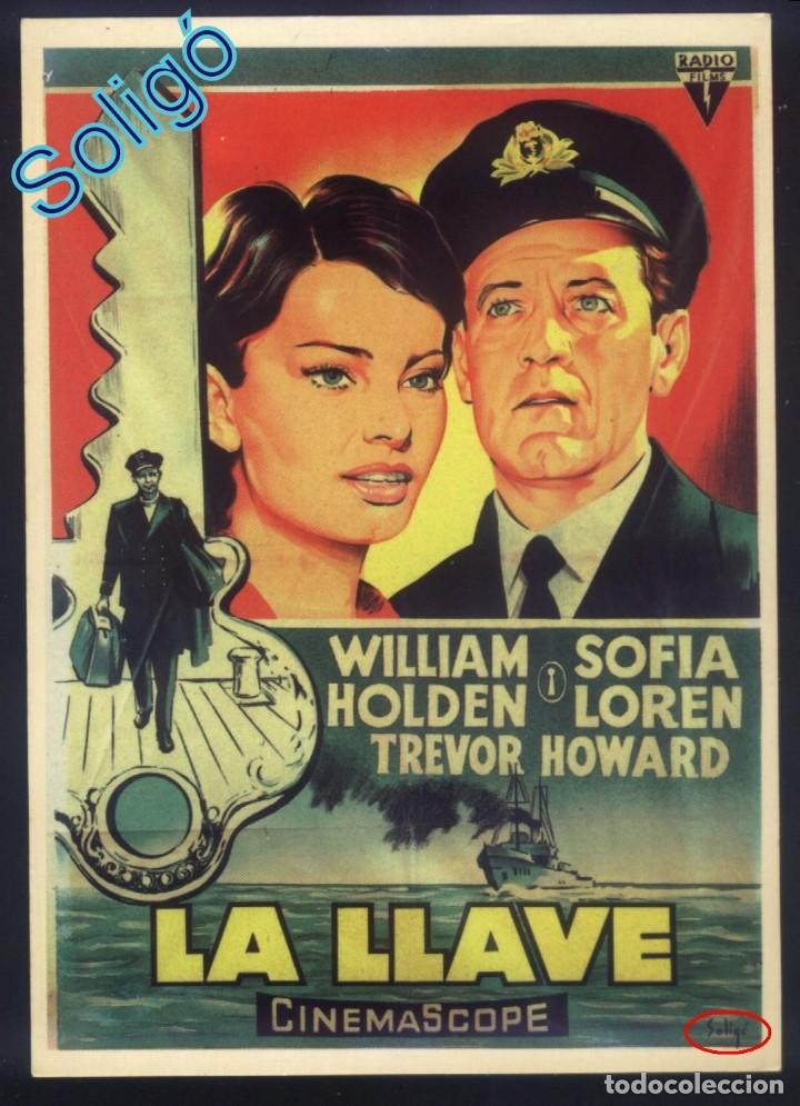 Cine: Q-01038- LA LLAVE (The Key) (SOLIG&Oacute;) (POSTAL SPANISH POSTERS) WILLIAM HOLDEM - SOPHIA LOREN