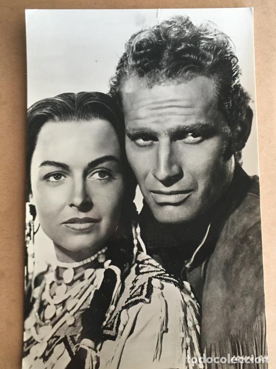 Cine: donna reed charlton heston horizontes azules postal original antigua perfecto estado