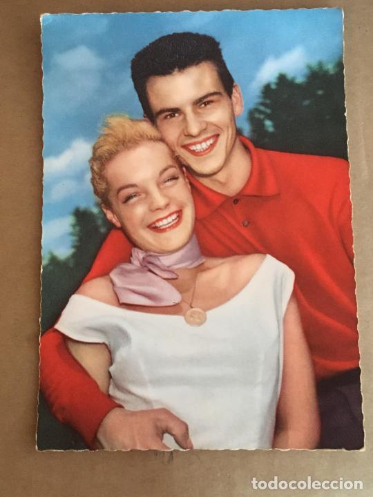 Cine: romy schneider horst buchholz postal color original antigua perfecto estado