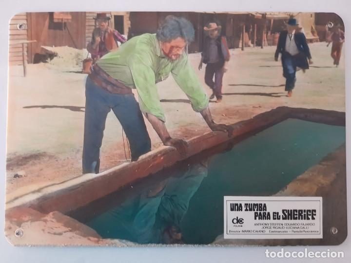 Kino: UNA TUMBA PARA EL SHERIFF. ANTHONY STEFFEN, EDUARDO FAJARDO, JORGE RIGAUD. FOTOCROMO DE CARTON DURO
