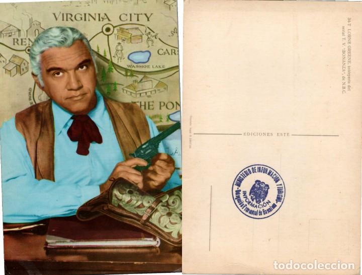 Cine: Lorne Greene - T.V. Bonanza - N.B.C. - Ed. Este n&ordm; 34-T - 15x10cm -Sello Ministerio de Informaci&oacute;n y