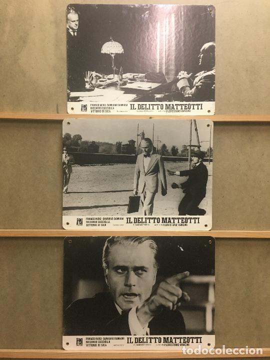 Cinema: ABN92 EL CASO MATTEOTTI FRANCO NERO VITTORIO DE SICA SET 3 FOTOCROMOS CARTON ORIGINAL