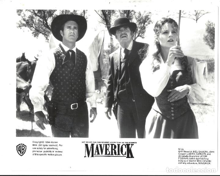 Cine: F32219 MAVERICK MEL GIBSON JODIE FOSTER JAMES GARNER FOTO B/N ORIGINAL AMERICANA