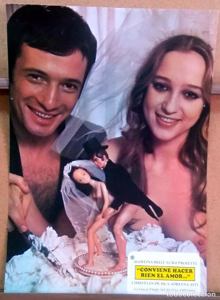 Cinema: FOTOCROMO CINE - CONVIENE HACER BIEN EL AMOR - 1975 - AGOSTINA BELL- - LOTE DE 2 - F3