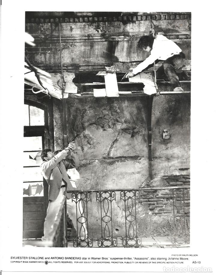 Cine: F32263 SYLVESTER STALLONE ANTONIO BANDERAS ASESINOS FOTO B/N ORIGINAL AMERICANA