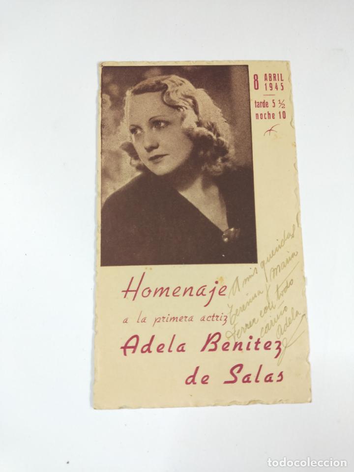 Cine: FOTOGRAFIA DEDICADA DE ADELA BENITEZ DE SALAS.PRIMERA ACTRIZ COMEDIA LA MADRE GUAPA. 8 ABRIL 1945.