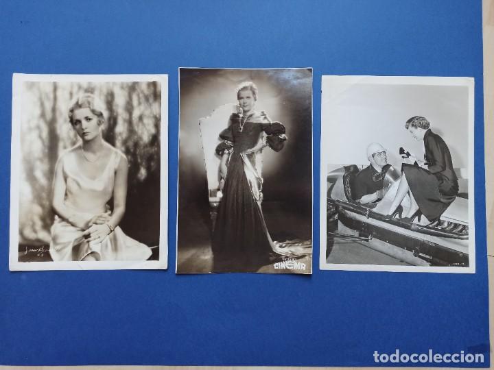 Cine: 3 Originales y antiguas fotografias actores y actrices. Renata Muller, Joan Bennett, Indian&aacute;polis.