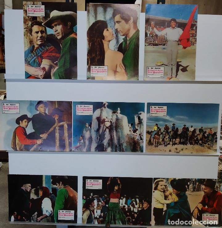 Cinema: El regreso de los siete magn&iacute;ficos. Yul Brynner, Robert Fuller, Juli&aacute;n Mate 9 FOTOCROMOS ORIGINALES