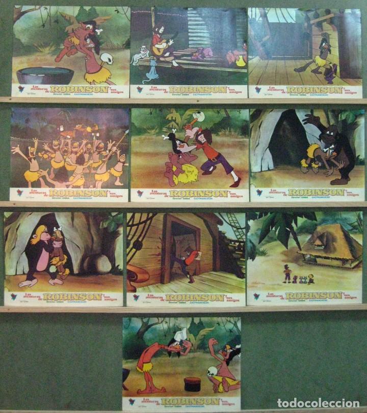 Cine: VW43D LAS AVENTURAS DE ROBINSON Y SUS AMIGOS FRANCESCO MAURIZIO GUIDO ANIMACION SET 10 FOTOCROMOS OR