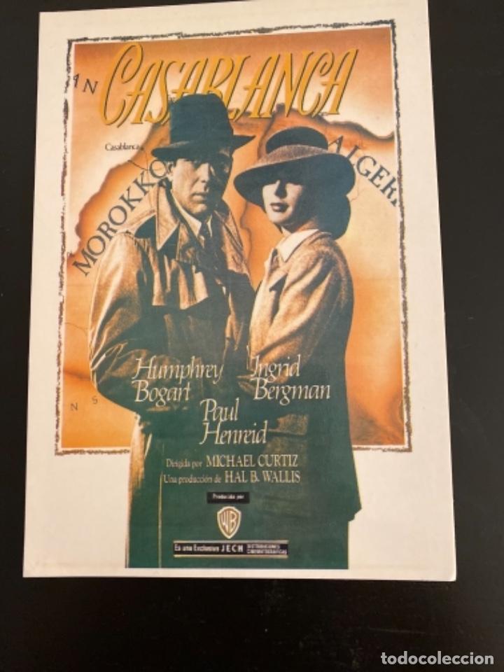 Cine: Tarjeta postal cine programa Casablanca Humphrey Bogart Ingrid Bergman